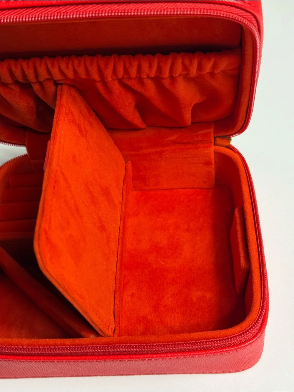 Red Velvet Travel Jewelry Hard Case - Compact Organizer